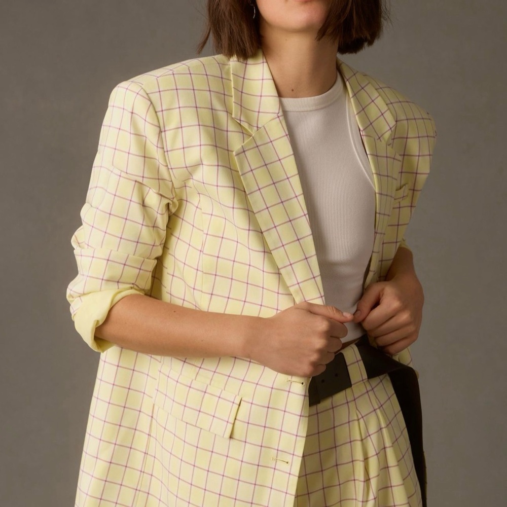 NWT Stella Nova by Anthropologie Pastel Checkered Blazer